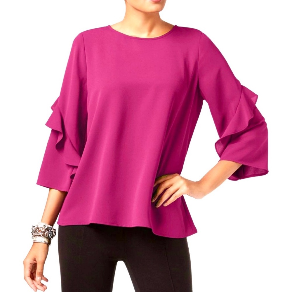 🌻 Alfani Fuchsia Ruffle Sleeve Blouse XL